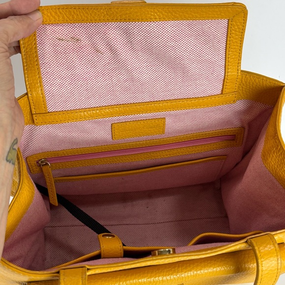 Dooney & Bourke Pebbled Leather Purse Satchel Handbag Mustard Yellow EUC - Picture 6 of 11